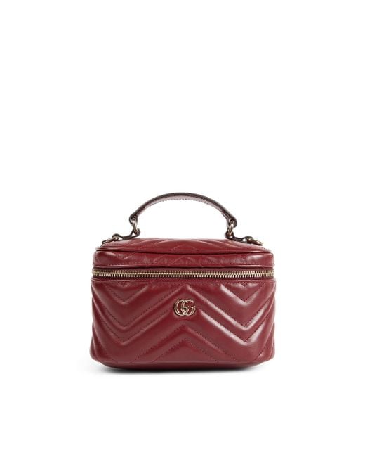 Gucci Red Gg Marmont Mini Vanity Bag