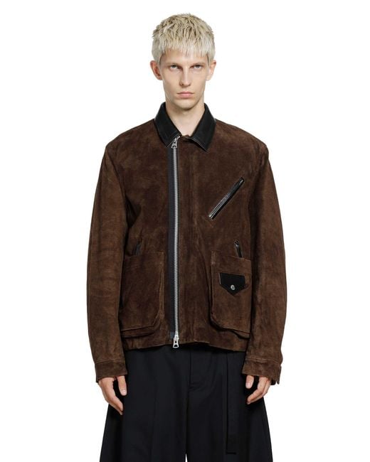 Sacai Brown Suede Blouson for men