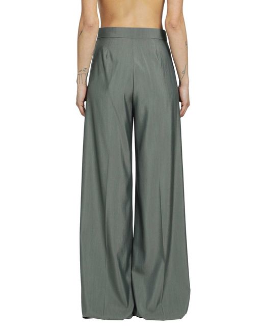 Max Mara Green Wide Leg Wool And Silk Trousers