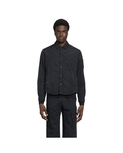 C P Company Black Chrome-R Padded Lens Overshirt for men