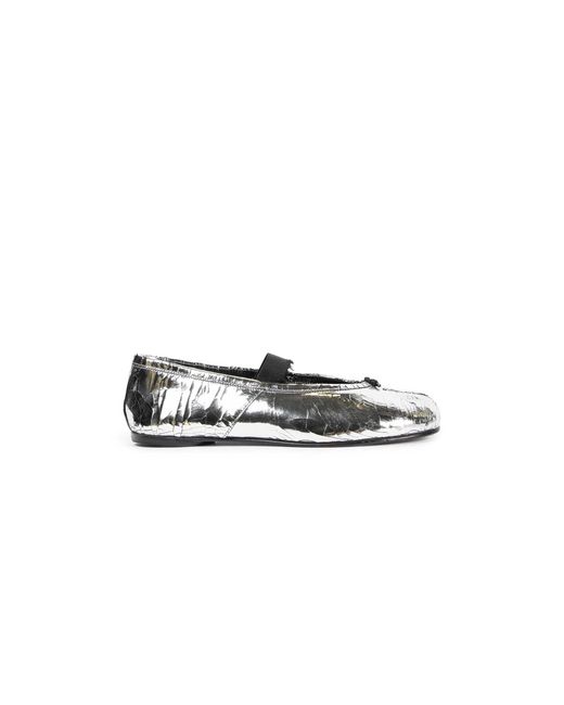 Maison Margiela White Tabi Cracked Leather Ballerinas