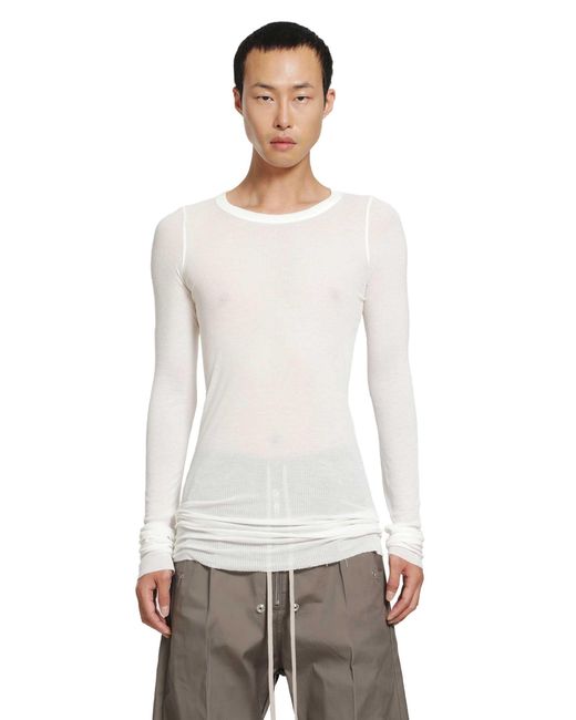 Rick Owens White Tower Rib Ls T for men