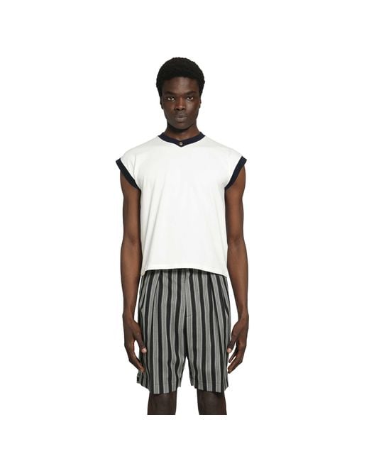 Versace White Stretch Cotton Jersey V-Neck T-Shirt for men