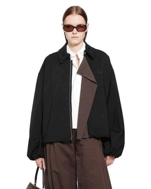 Loewe Black Viscose Wool Harrington Jacket