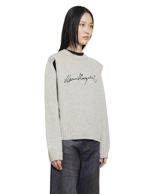 MM6 by Maison Margiela Gray Handwritten Knit Jumper
