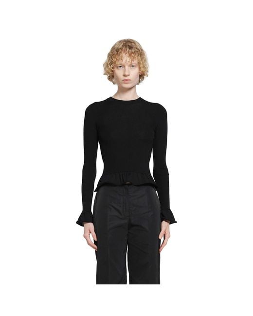 Jil Sander Black Ruffled Wool Jumper