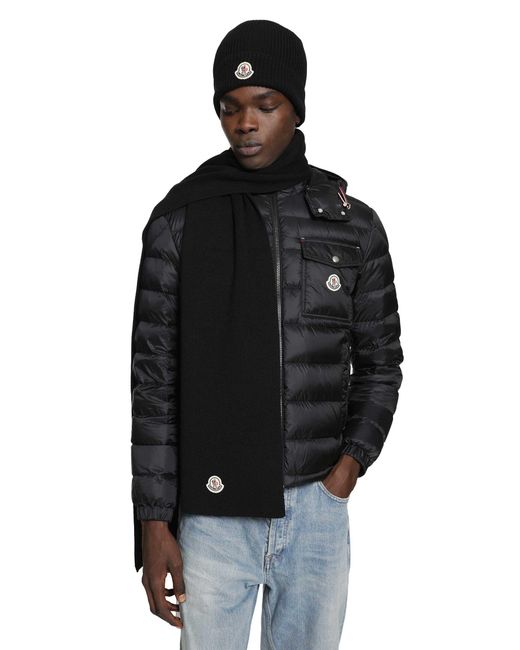 Moncler Black Wool Scarf for men