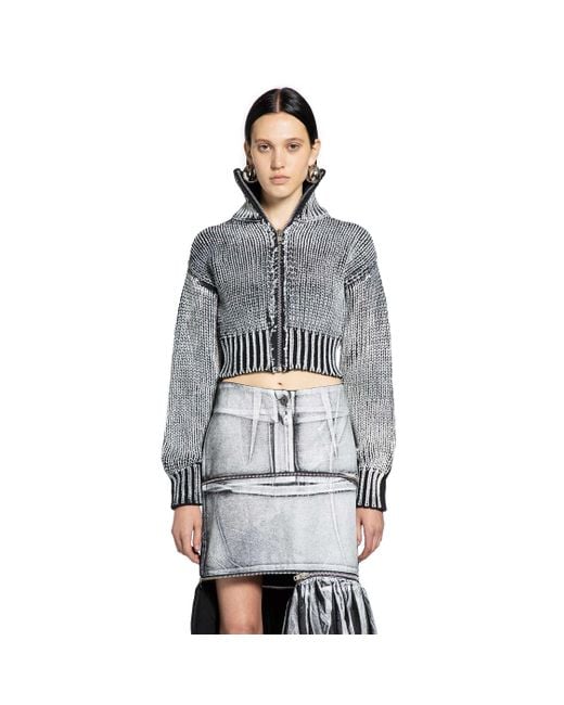 VAQUERA Gray Cropped Painted Cardigan
