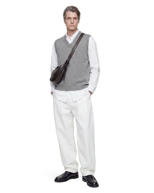 Hed Mayner White Pleated Denim Pants for men