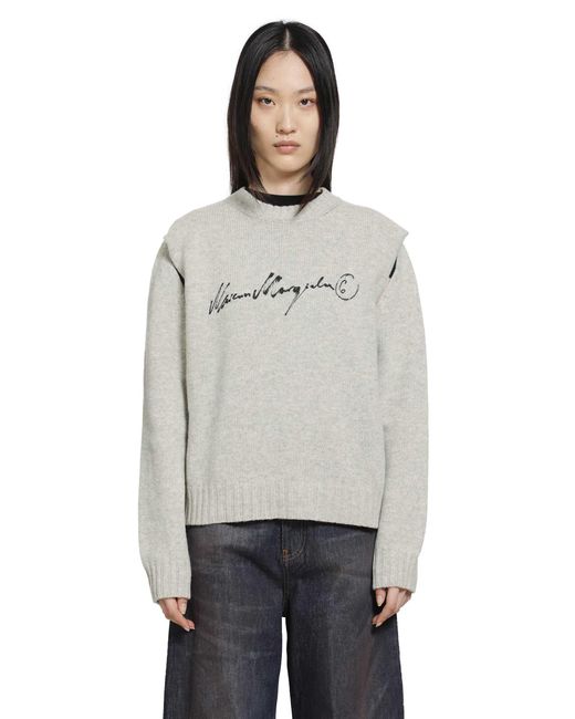 MM6 by Maison Margiela Gray Handwritten Knit Jumper