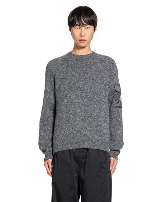 Moncler Gray Mouliné Wool And Cashmere Sweater for men