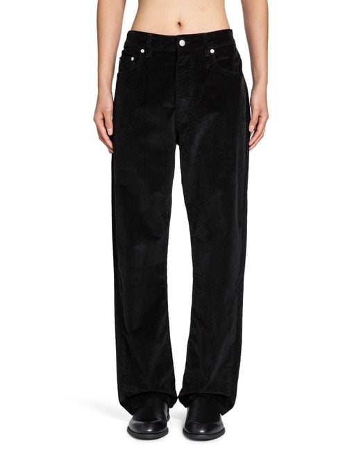 Studio Nicholson Black Pantaloni Di Velluto A Coste Riso for men