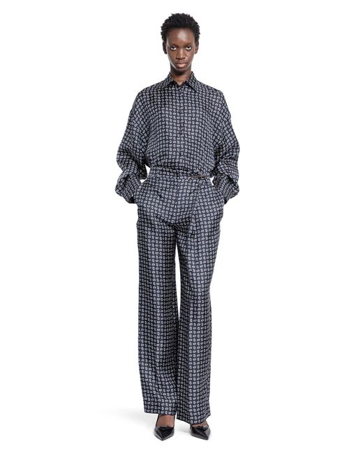Prada Blue Paisley Silk Trousers
