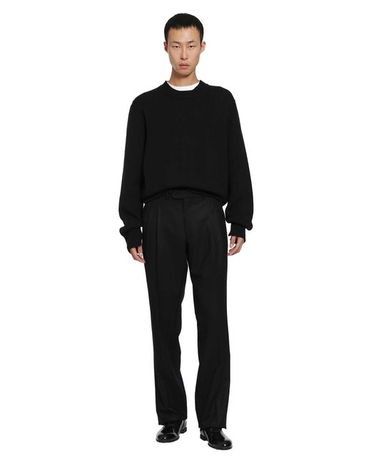 SALON C. LUNDMAN Black Chunky O-Neck Sweater for men