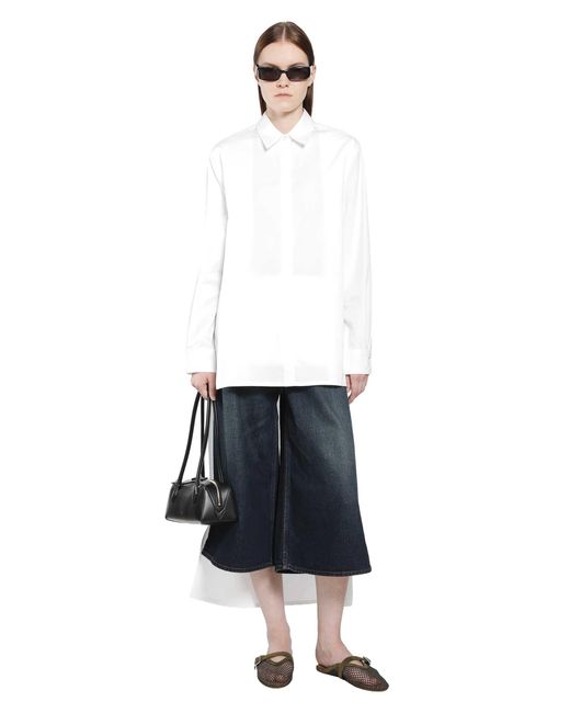 Alaïa White Asymmetric Cotton Poplin Shirt