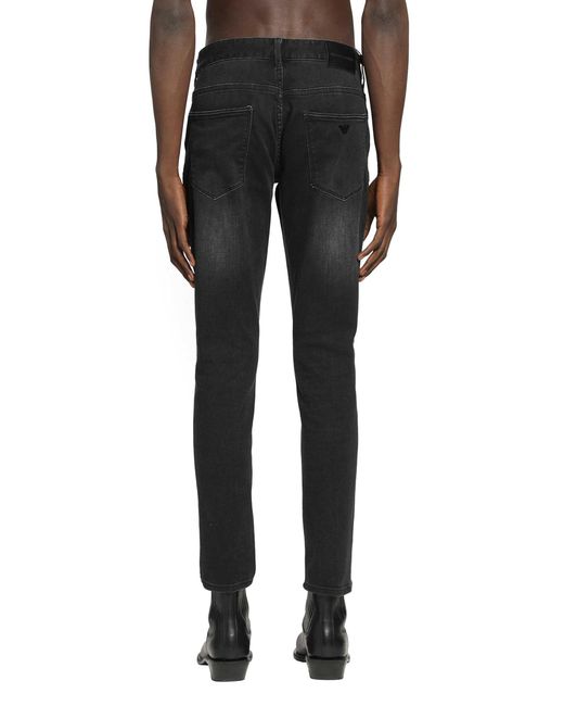 Emporio Armani Black 5 Pocket Straight-Leg Jeans for men