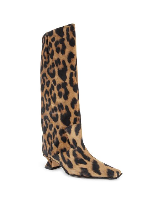 Miista Brown Effie Animal Print Tall Boots