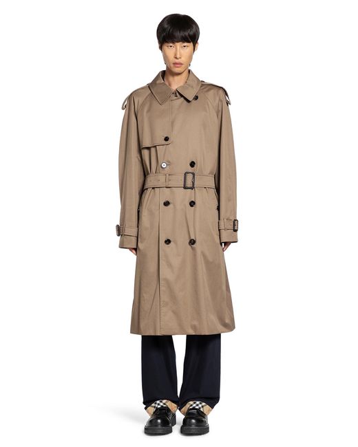 Burberry Brown Long Gabardine Trench Coat for men