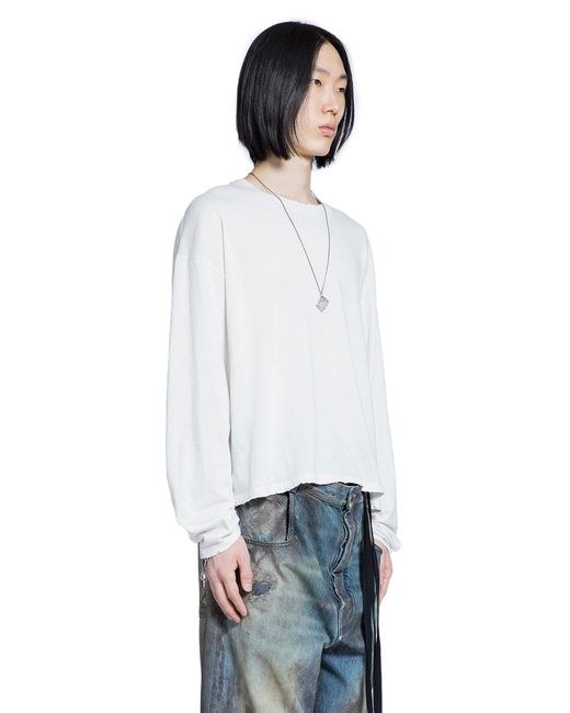 Ann Demeulemeester White Emil 'Infinite Feathers' Long Sleeve T-Shirt for men