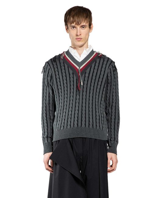 Craig Green Black V-Neck Cable Jumper for men