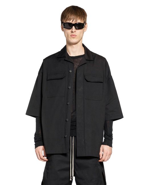 Rick Owens Black Oversized Buttoned Shirt for men