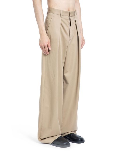 Ann Demeulemeester Natural Botel Wide Leg Pleated Trousers for men