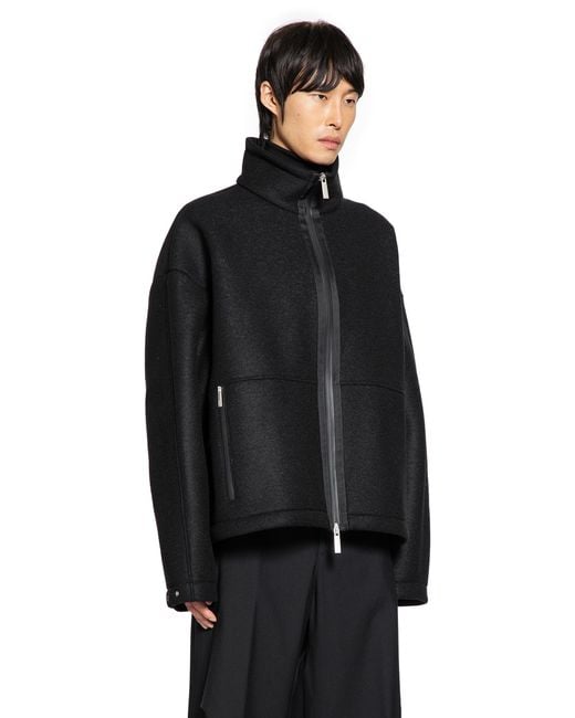 Laminar Black Felt Zip-Up Jacket for men