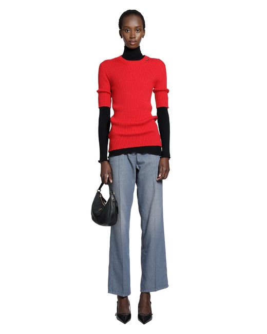 Prada Black Silk And Wool Turtleneck Top