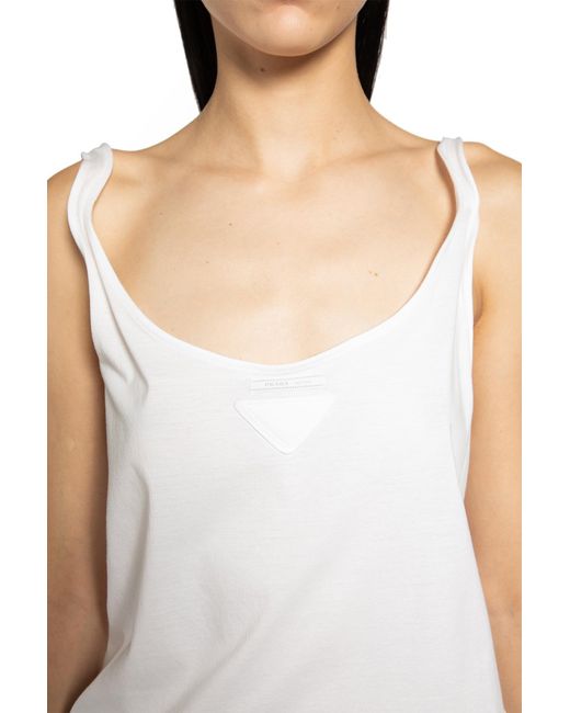 Prada White Cotton Jersey Tank Top