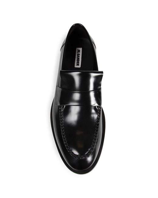 Jil Sander Black Leather Loafers for men