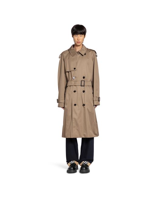 Burberry Brown Long Gabardine Trench Coat for men