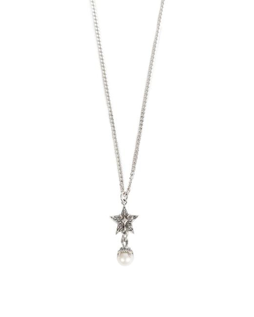 Emanuele Bicocchi Metallic Stella Notre Dame Pearl Necklace for men