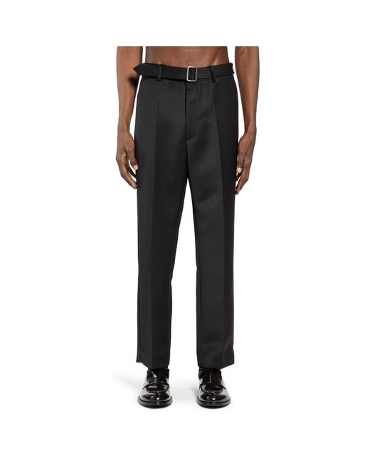 MM6 by Maison Margiela Black Belted Wool Trousers for men