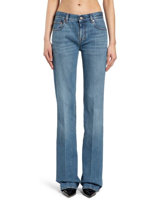 Gucci Blue Flared Stretch Cotton Denim Trousers