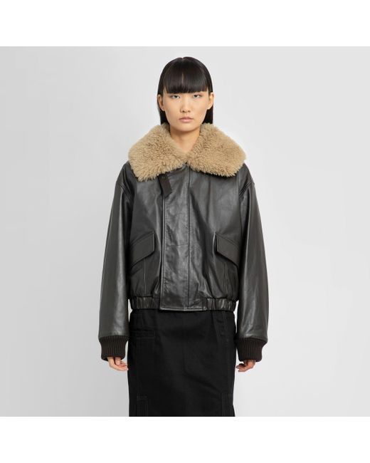 Lemaire Black Leather Jackets