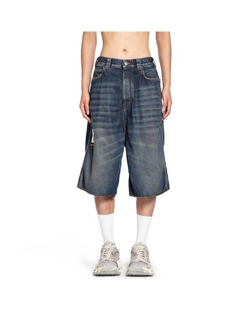 Balenciaga Blue Loop Sports Icon Sticker Denim Shorts for men