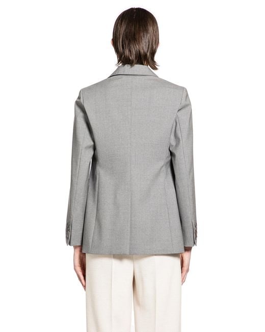 Max Mara Gray Single-Breasted Wollen Cloth Blazer
