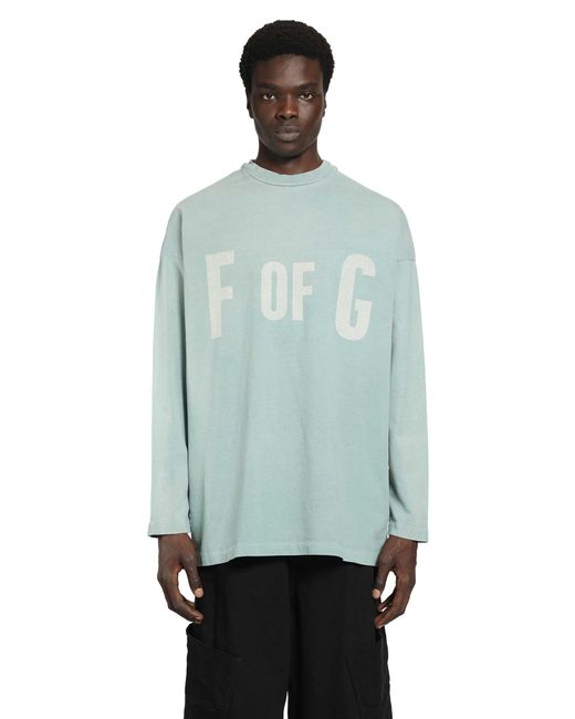 Fear Of God Blue Printed Long Sleeve Tee for men