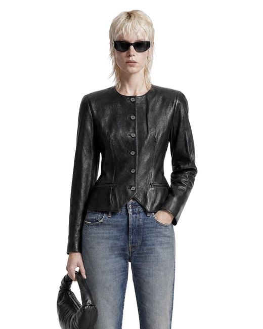 Magda Butrym Black Fitted Leather Blazer