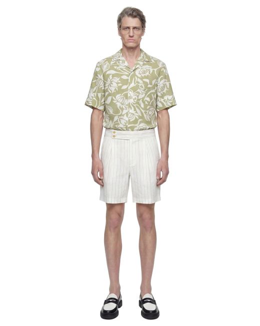 Hed Mayner White Pinstriped Wool Shorts for men