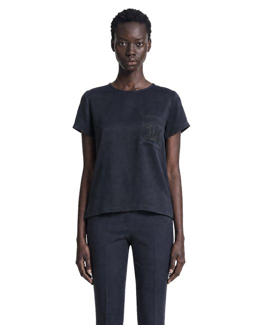 Max Mara Blue Crepe De Chine Pocket T-Shirt