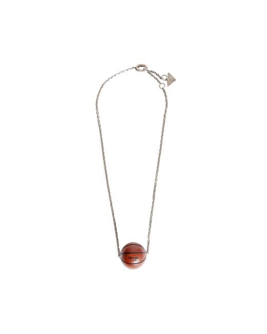 Prada White Basketball Necklace for men