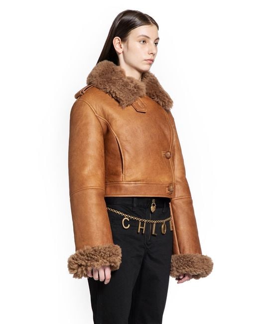 Chloé Brown Cropped Shearling Jacket