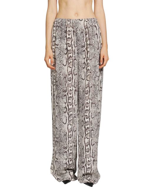 Balenciaga Gray Python Print Silk Pyjama Pants