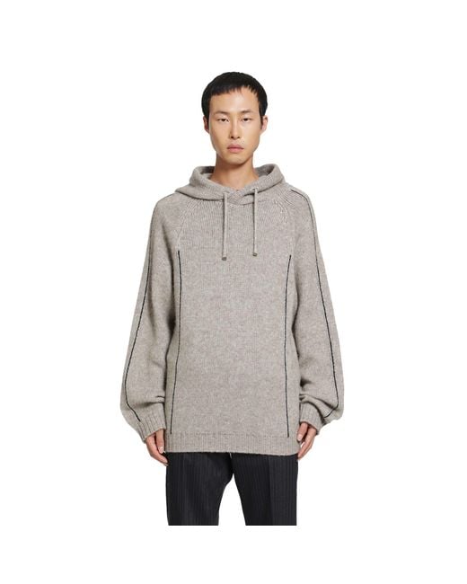Giorgio Armani Gray Alpaca Wool Knit Hoodie for men