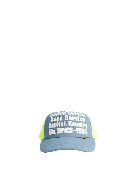 Kapital Blue Denim Repair Service Trucket Hat for men