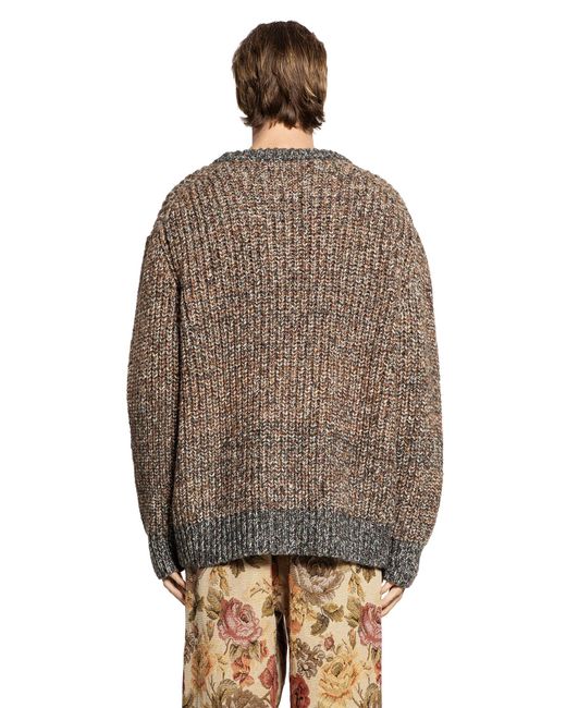 Song For The Mute Brown Thick Cable Knit Sweater for men