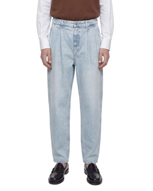 Hed Mayner Blue Pleated Denim Pants for men