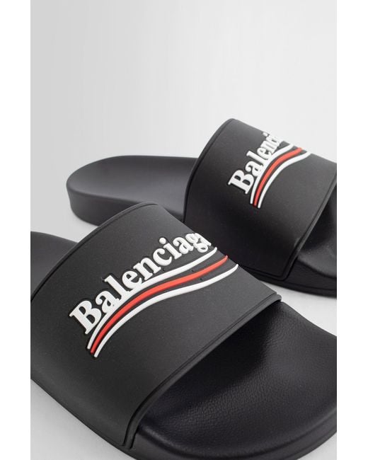 Balenciaga Black Logo-embossed Pool Slides for men