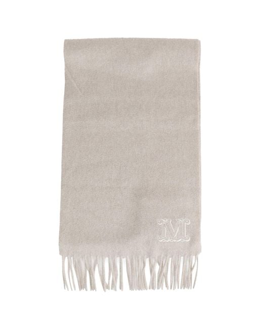 Max Mara Natural Monogram Cashmere Scarf